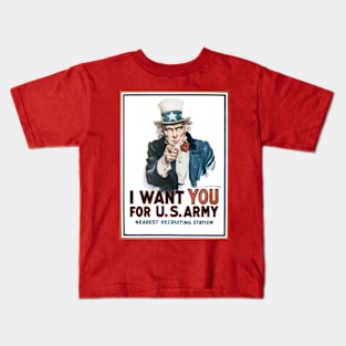 Vintage Patriotic Uncle Sam I Want YOU for US Army WWI Recruiting Poster Art Kids T-Shirt